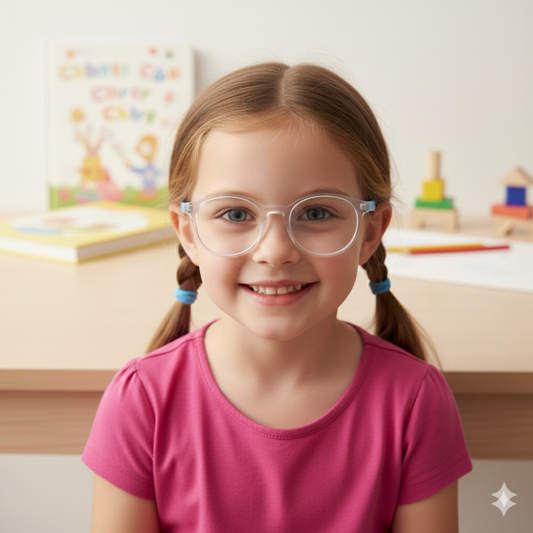 Kids Blue Transparent Round Eyeglasses Frame | Lightweight & Stylish