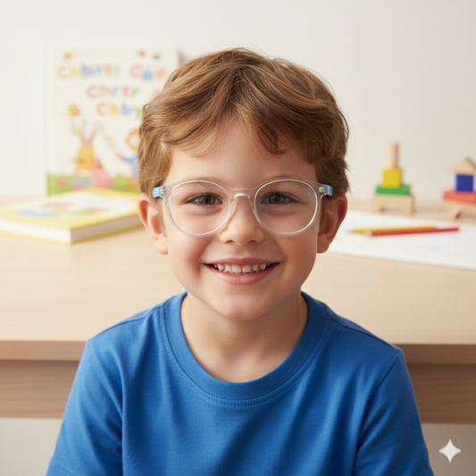Kids Blue Transparent Round Eyeglasses Frame | Lightweight & Stylish
