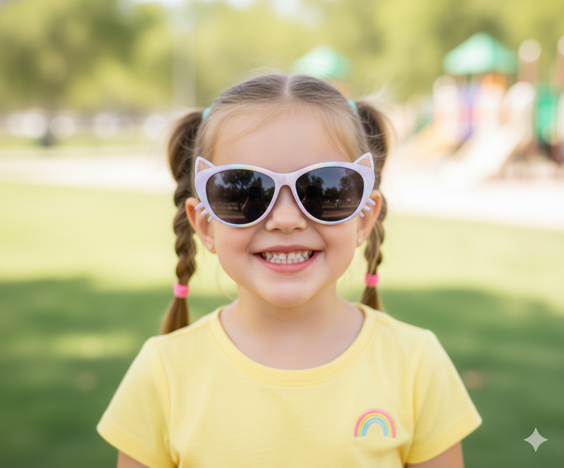 Kids UV Protected Cat-Ear Oversized Sunglasses
