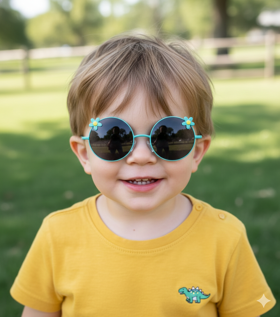 Kids Polarized & UV Protected Round Sunglasses - Green & Black